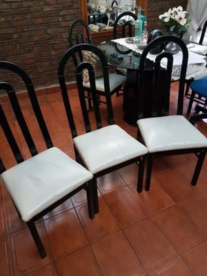 Combo 6 sillas laqueadas tapizadas