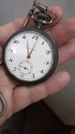 Antiguo reloj de bolsillo cronómetro escasany de plata
