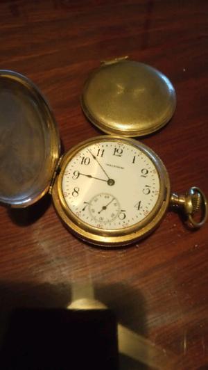 Antiguo reloj de bolsillo waltham cuadrante de porcelana