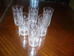 6 vasos de cristal tallado