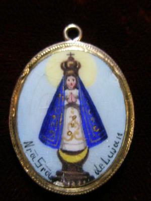 Dije O Medalla Con Esmalte Virgen De Lujan, Muy Antigua