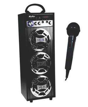 Parlante Portátil Bluetooth Karaoke Usb Sd Luces Led Con