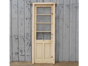 Antigua puerta vidriada en madera cedro 85x228cm