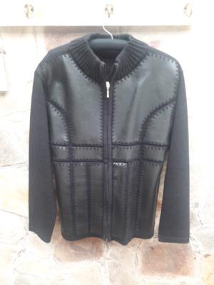 Campera de lana ycuero