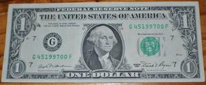 Billete De 1 Dolar Sin Circular Letra *g* Chicago Illinois