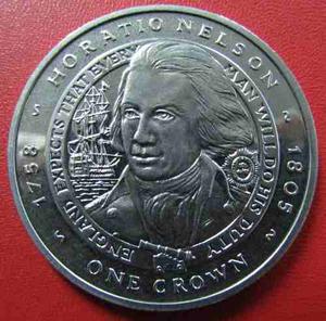 Islas Malvinas Moneda 1 Crown  Unc Memoria A H. Nelson