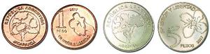 Lote De Las 2 Nuevas Monedas 1 Y 5 Pesos Serie Árboles S/c