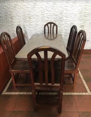 juego de comedor de algarrobo mesa y 6 sillas
