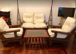 juego de living sillones de algarrobo