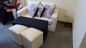 sillon 2 cuerpos + 2 puff + mesa oportunidad