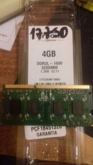 MEMORIA RAM 4GB DDR3L NUEVA EN SU ESTUCHE