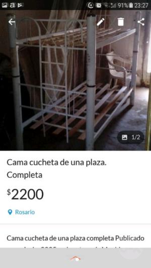 Cama cucheta de una plaza. Completa