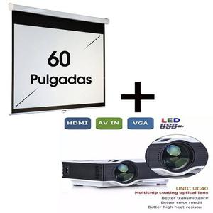 Combo Proyector Led Full Hd 800 Lumens Uc40 + Pantalla 60