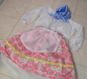 POLLERA CON ENAGUA Y BLUSA MANGA LARGA PAISANA