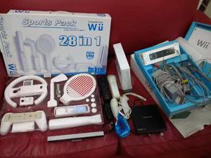 Wii Nintendo Chipeada Con Mandos, Nunchuks Y Accesorios