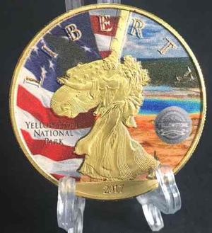 Moneda Medalla- Liberty -conmemorativa-bañado Oro -tesoros