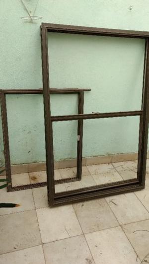 2x1 VENTANAS DE ALUMINIO (MARRON)