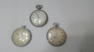 3 Antiguos Relojes De Bolsillo, 15 Rubies, Suizos