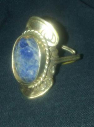 Anillo hermoso de azurita y alpaca