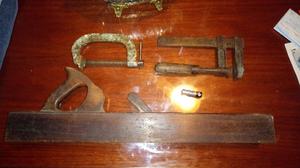 Antiguas prensas de carpintero una de acero lust alemán y
