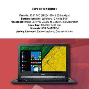 Notebook Acer A515 I7 7ma 8gb 1tb 15,6 W10