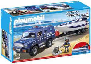 Playmobil City Action Coche De Policia Con Lancha Art. 