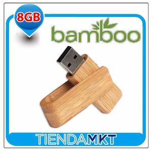 Pendrive Giratorio Madera Bamboo 8gb Logo De Tu Empresa