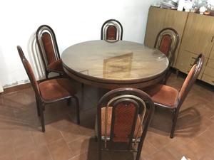 Juego de mesa redonda con vidrio de 5 mm !! Más 6 sillas