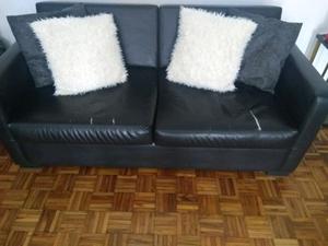 Sillon negro mas dos puff