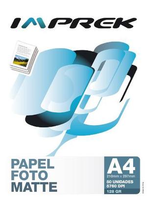 Papel Fotografico Mate 128gr Resma A Hojas Imprek