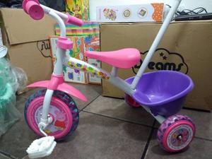 Triciclo con barral Peppa o Mickey (Producto nuevo)