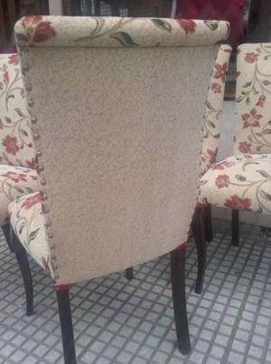 juego de 6 sillas con tapizado nuevo en gobelino