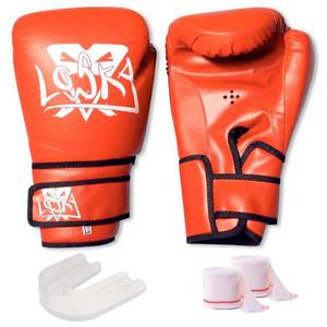 Kit Guantes De Boxeo + Vendas + Bucal Combo Box Entrenar Gym