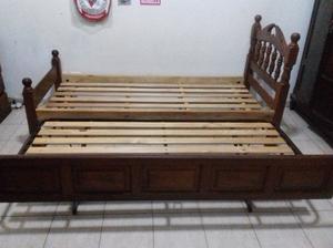 Cama de algarrobo 1 plaza c/carrito