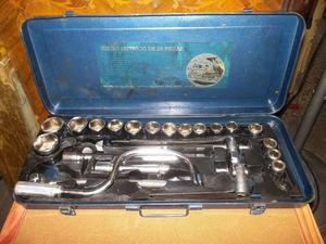 antigua caja de tubos metalica llave criquet 22 pieza