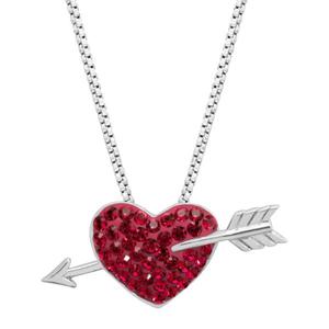 Cadena Corazón flecha con cristales de Swarovski plata