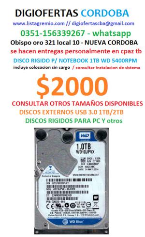 DISCO RIGIDO PARA NOTEBOOK 1TB GB COLOCADO CON O SIN