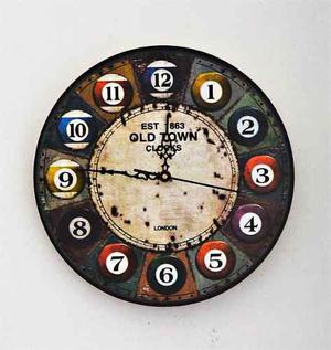 Reloj De Pared Redondo Retro Pool Caballos Microcentro