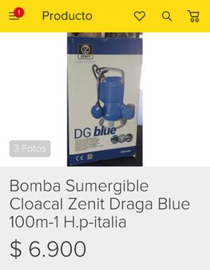 bomba sumergible cloacal zenit draga bue 100m-1hp-italia