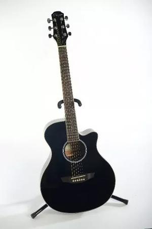 Guitarra Acustica Tipo Cpx Negra Cuerdas De Acero