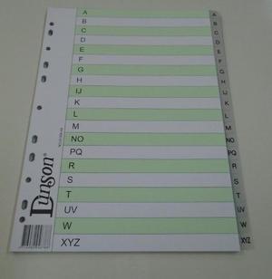 Indice Dunson A4 Alfabetico Letras Plasticas A Z