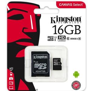 Memoria Kingston Micro Sd 16gb Clase 10 Canvas Select 80mb/s