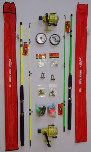 Cañas De Pescar Reel Kit Set Pesca Variada Combo X 2 Pesca