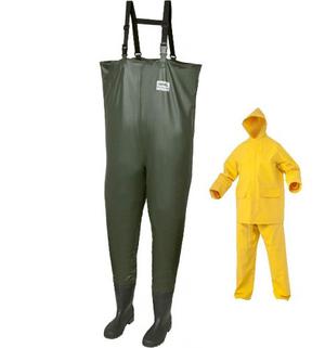 Waders Waterdog Pvc Reforzados C Bota N  + Traje Lluvia