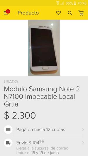modulo samsung note 2 n impecable local grtia