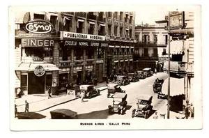 Antigua Tarjeta Postal Calle Peru Buenos Aires - Singer