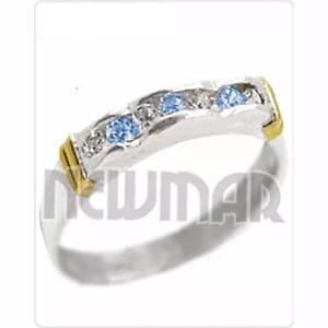 Anillo Cintillo Plata 925 Y Oro 18 K C/ Piedras Anpo