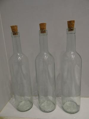 Botellas De Vidrio Burdeos 750cc Cristal Con Corcho X Unidad