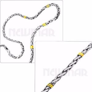 Cadena Y Pulsera Soga Plata 925 Y Oro Hombre 3 Mm H2 Gruesa