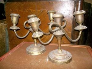 antiguo juego de candelabros de cobre tres luces argentinos